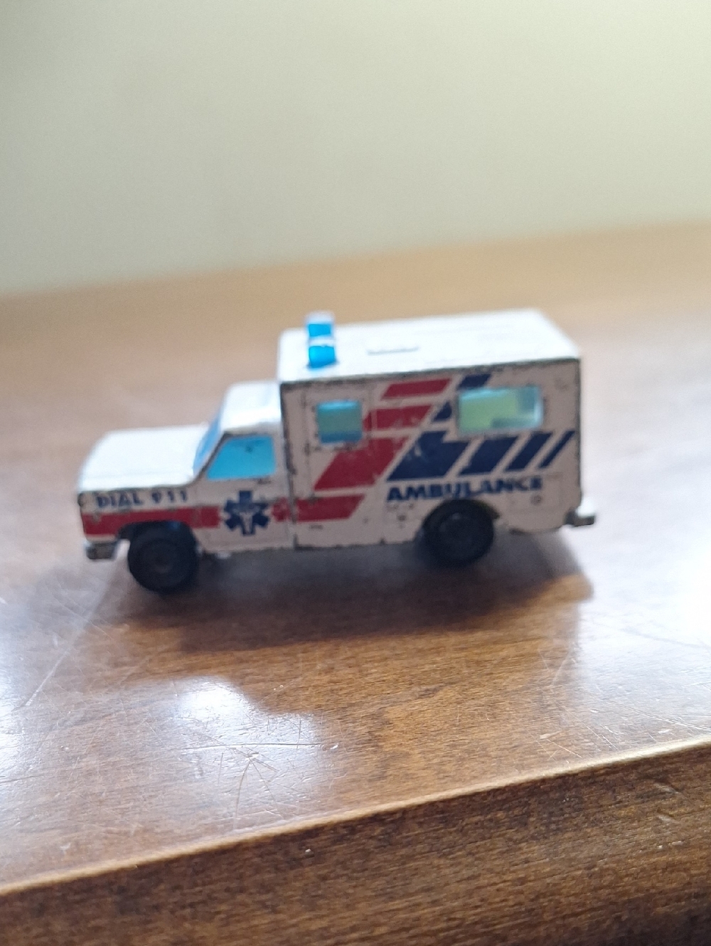 Matchbox 93 Toy Ambulance Vehicle - White with Red & Blue Accents